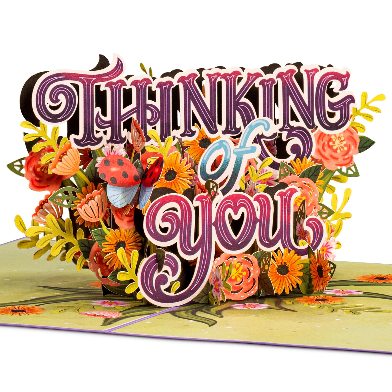Paper Love 3D Pop Up Card - Floral Thinking Of You Greeting, Perfect for Fall & Just Because - 5" x 7" Cover with Note Tag